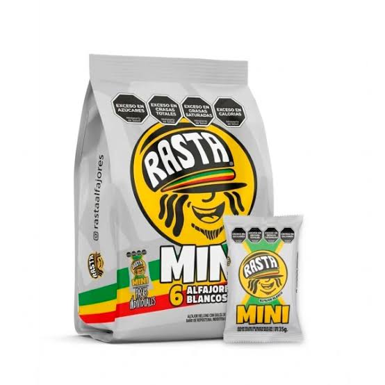 ALFAJOR RASTA MINI BLANCO PACK X6 UNIDADES (llevando 3 o mas y pago en efec